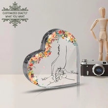 Load image into Gallery viewer, Personalized Name Mom And Kid Hands Heart Acrylic Plaque