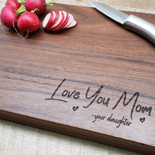 Load image into Gallery viewer, Mother's Day Gift Personalized Walnut Cutting Board